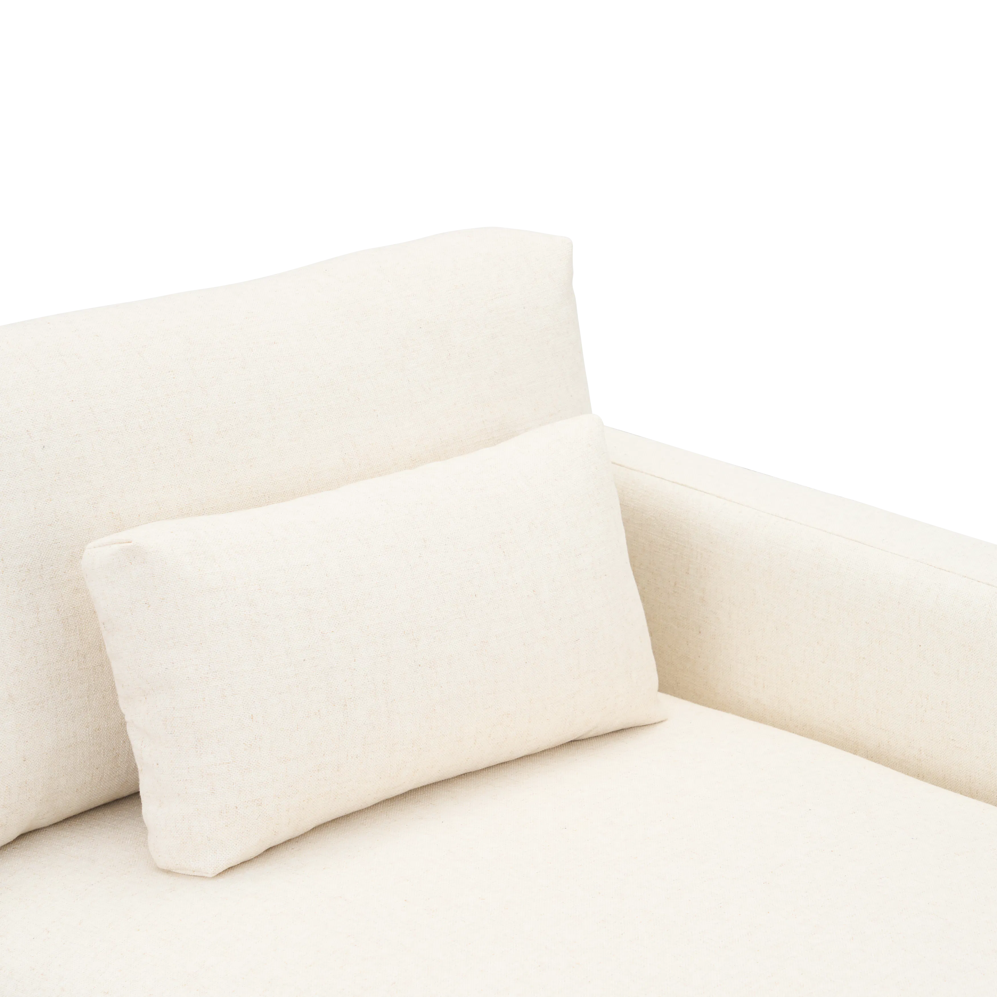 Miu L-Shaped Lounge Sofa - 29 - Cream-colored fabric sofa, beige cushions, soft lighting, minimalist design, clean lines