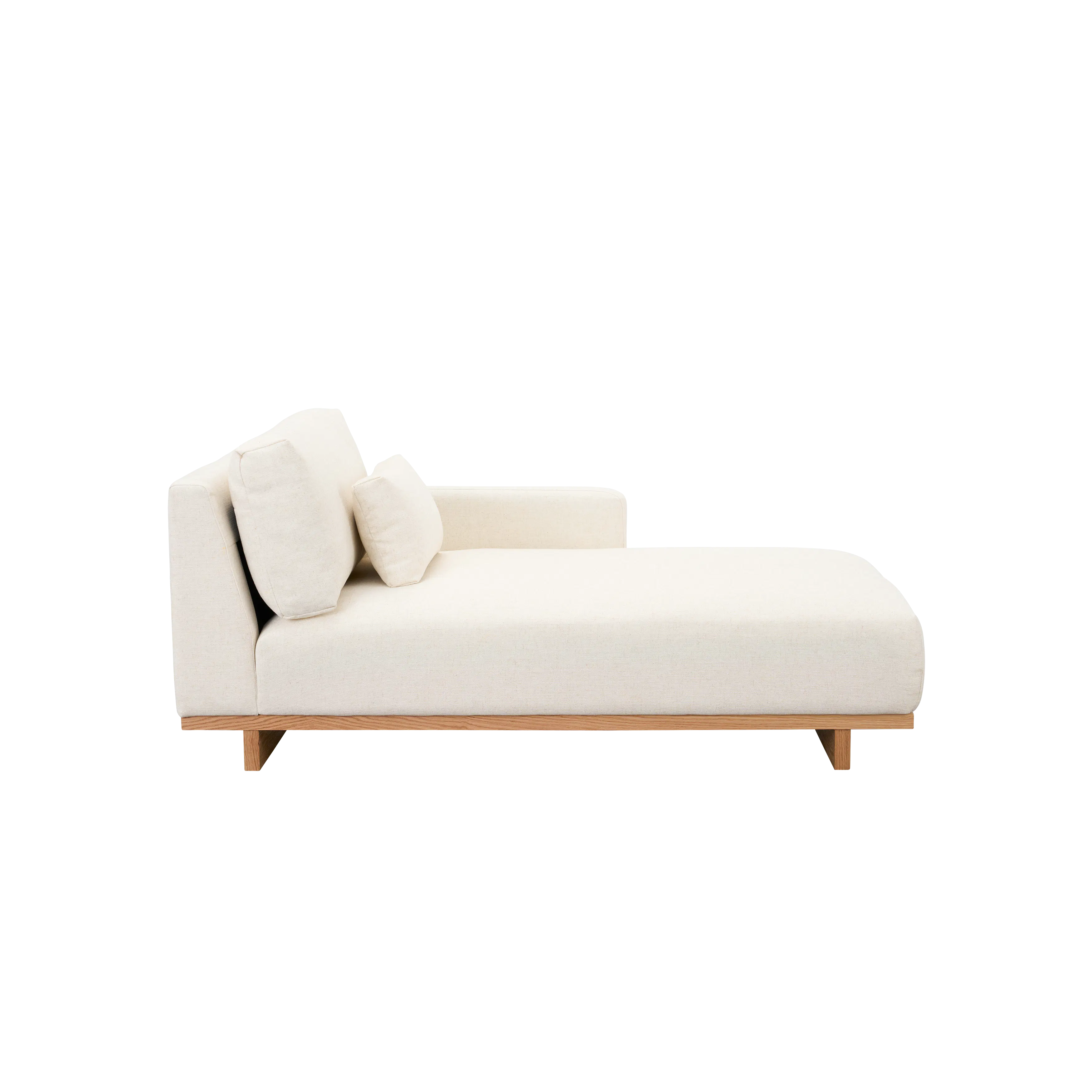 Miu Right Chaise Lounge - 11 - Cream sofa, minimalist design, light beige upholstery, wooden legs, modern decor, cozy