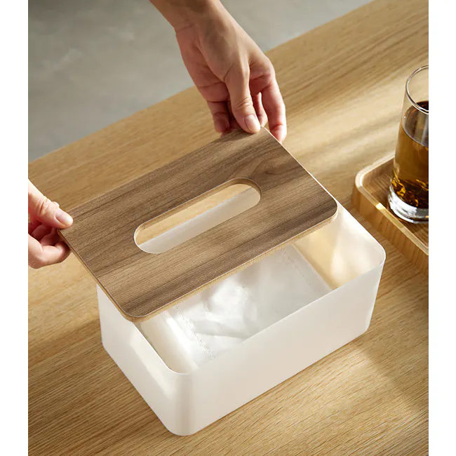 Wooden Tissue Box - Black - 3 - Wooden cutting board, wooden surface, wooden tray, wooden drawer, wooden countertop, wooden
