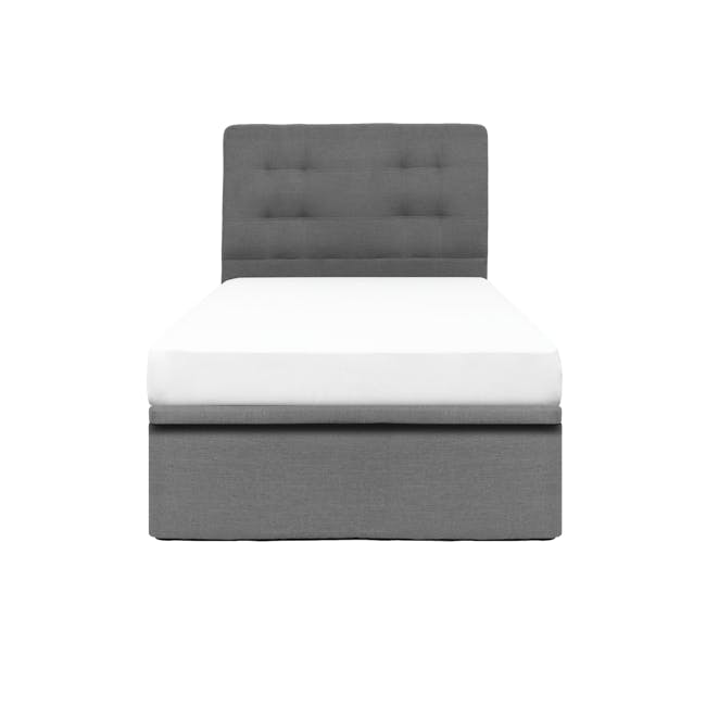 ESSENTIALS Single Headboard Storage Bed - Grey (Fabric) - 0