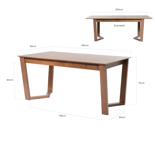 Meera Extendable Dining Table 1.6m-2m - Cocoa - 27