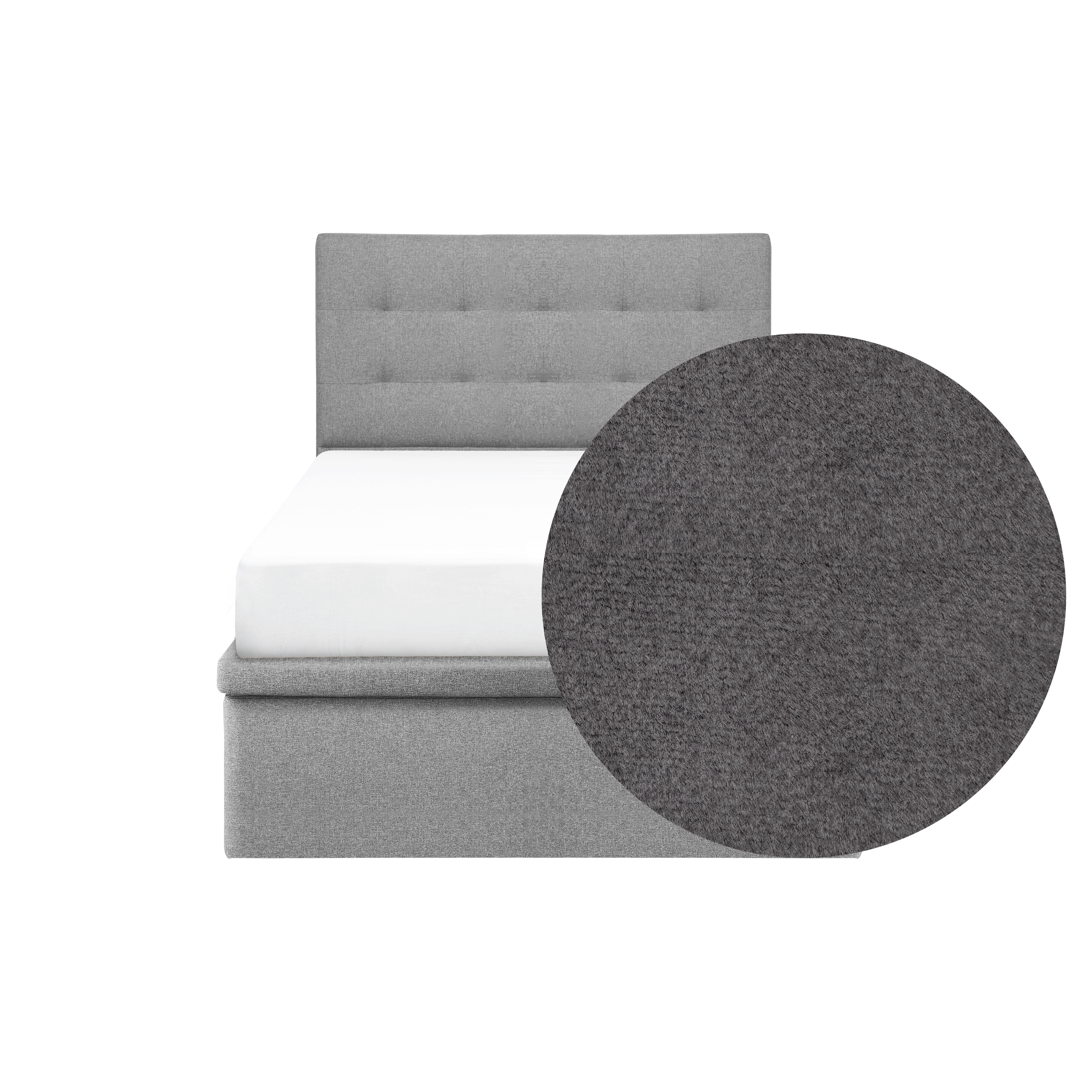 ESSENTIALS Single Headboard Storage Bed - Shadow Grey (Pet Friendly)