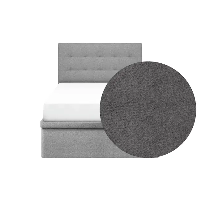 ESSENTIALS Single Headboard Storage Bed - Shadow Grey (Pet Friendly) - 1 - Grey upholstered bed with tufted headboard, white