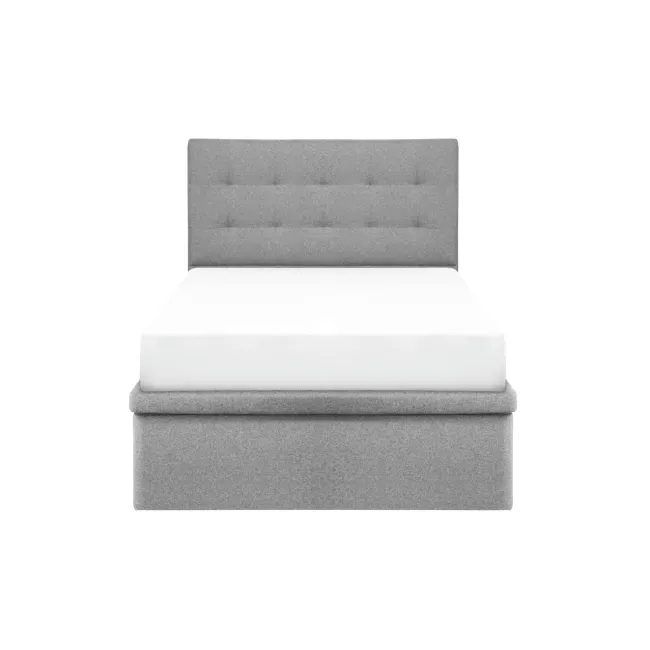 ESSENTIALS Single Headboard Storage Bed - Shadow Grey (Pet Friendly) - 3 - Modern minimalist bed with gray upholstered