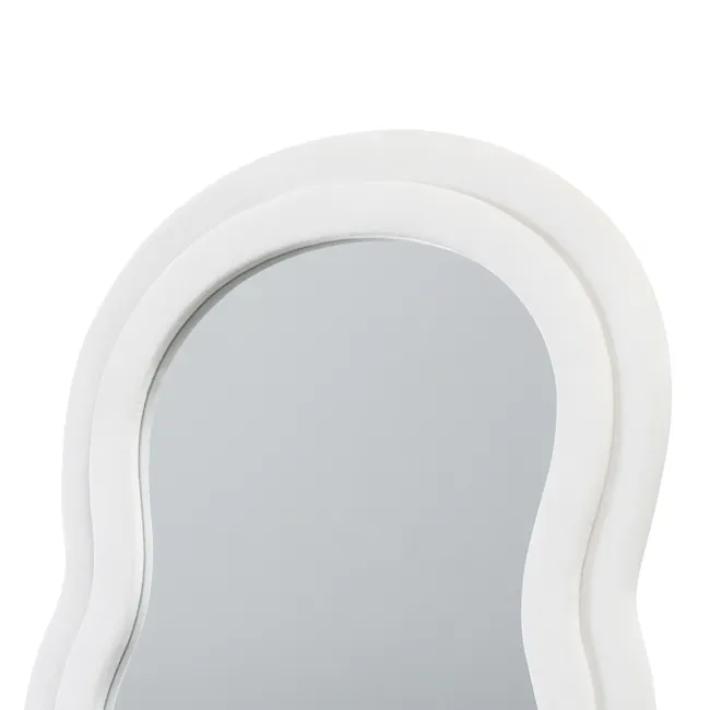 Floe Velvet Floor Mirror 170 x 70 cm - Off White - 5 - White, curved, soft, fluffy, cushioned, ergonomic, modern