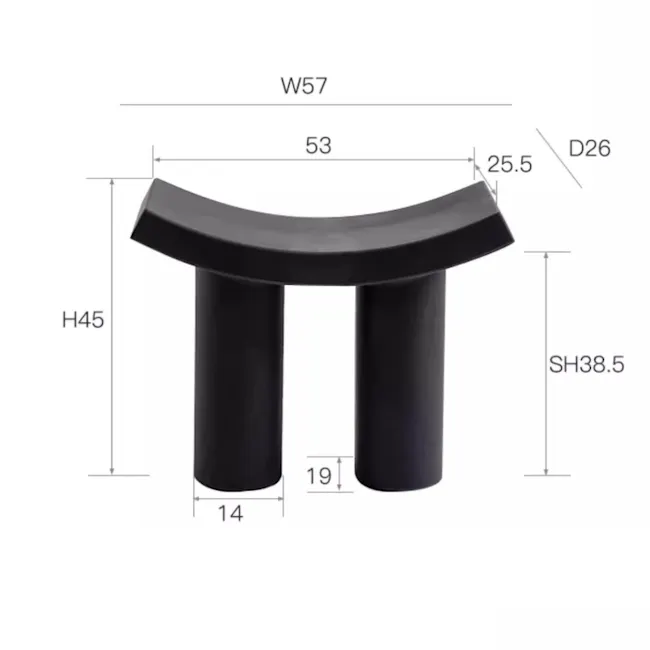 Archie Arch Stool - Black - 6 - W57, 53, 5, D26, H45, 19, 14, SH38.5