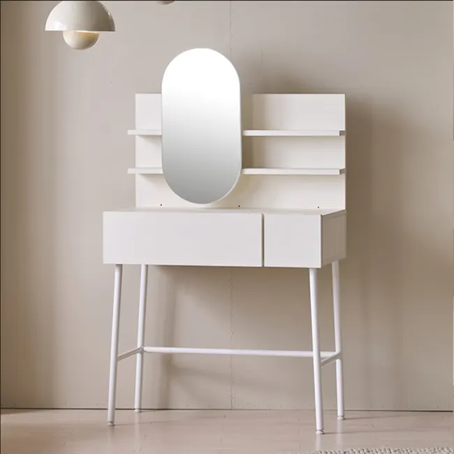 Soy Dressing Table Shelf and Mirror Only - Ivory - 6 - White minimalist vanity with sleek design, modern aesthetic, floating