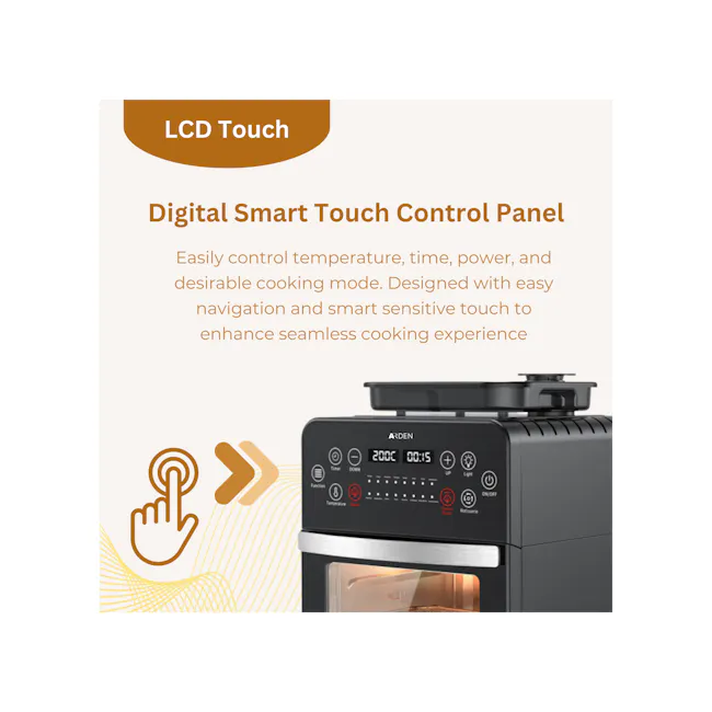 ARDEN Kitchen Electrical Digital Airfryer Oven Steamer 15L - 4 - LCD Touch, Digital Smart Touch Control Panel, Easy control