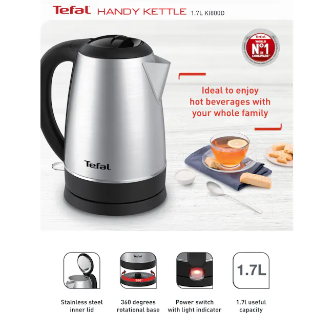 Tefal Handy Stainless Steel Kettle 1.7L (KI800) - 4