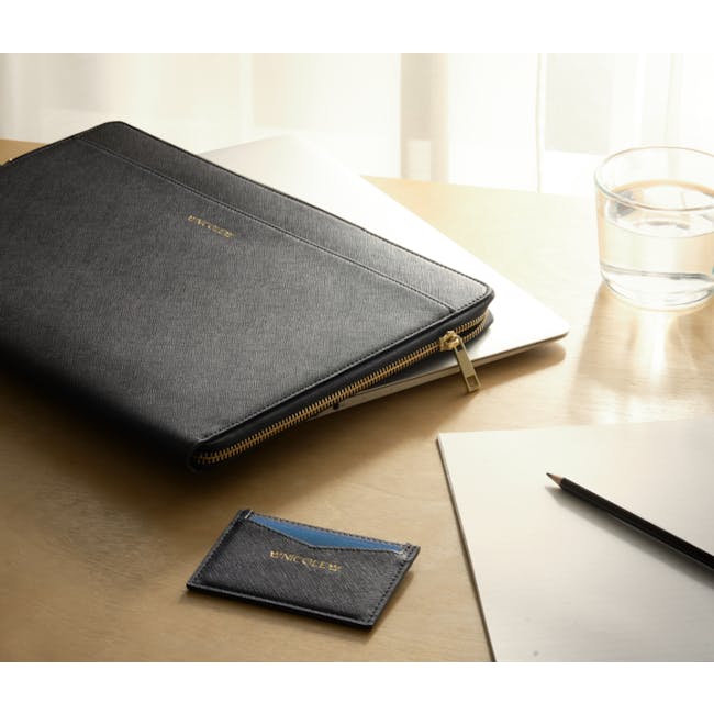 Personalised Saffiano Leather 16" Laptop Sleeve - Navy - 1
