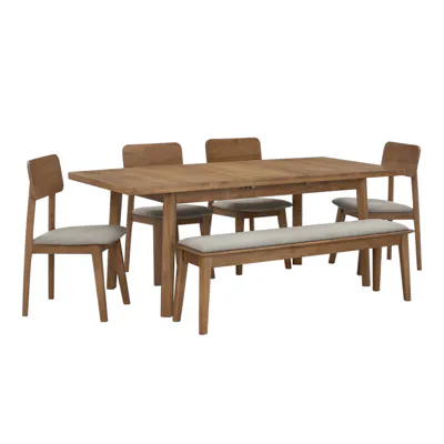 Toronto Extendable Dining Table 1.6m-2m with Toronto Bench 1.5m and 4 Toronto Cushioned Dining Chairs
