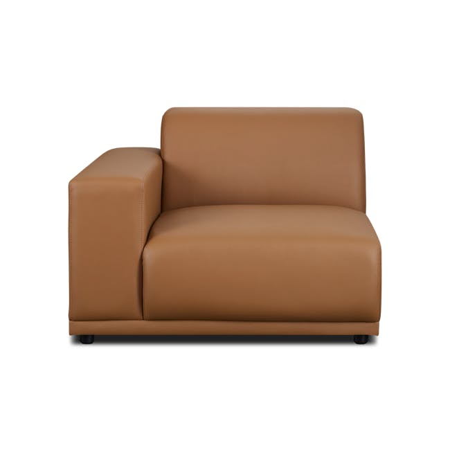 Milan Left Arm Unit - Caramel Tan (Faux Leather) - 16 - Brown leather sofa, modern design, comfortable seating, sleek lines