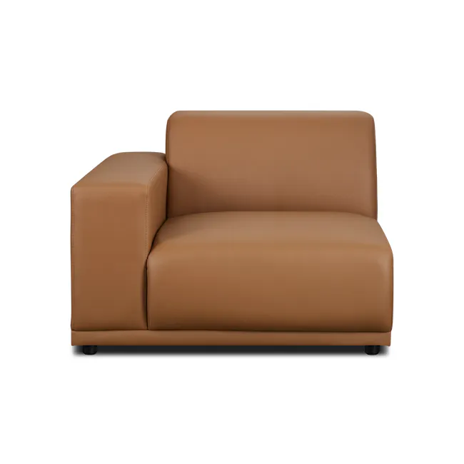 Milan 3 Seater Sofa - Caramel Tan (Faux Leather) - 4 - Brown leather sofa, modern design, comfortable seating, sleek lines