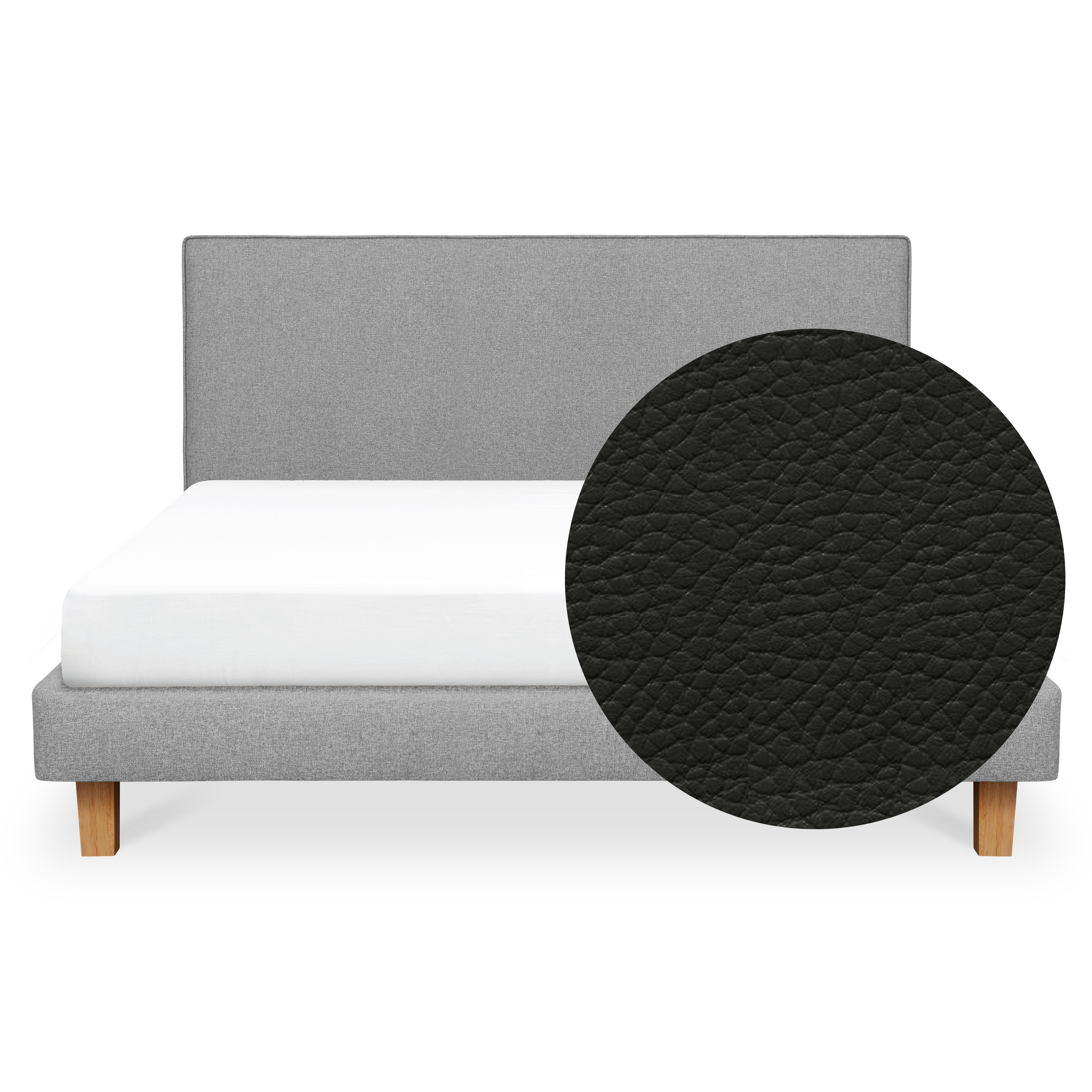 ESSENTIALS King Headboard Divan Bed - Coal (Faux leather)