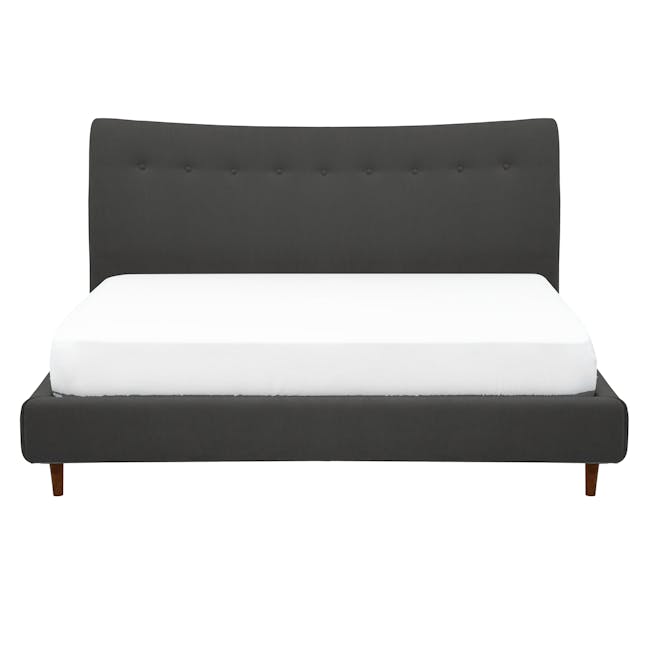 Ronan King Bed in Onyx Grey with 2 Albie Bedside Tables in Walnut, Black - 2