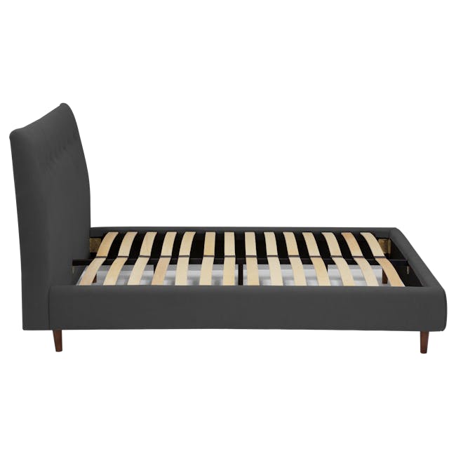 Ronan King Bed in Onyx Grey with 2 Albie Bedside Tables in Walnut, Black - 5