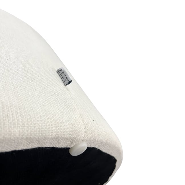 Justin Storage Ottoman - White - 9 - White and black fabric, cow print design, embroidered label, small bead detail