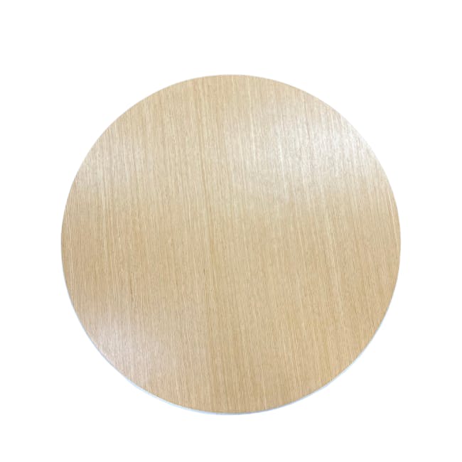 Justin Storage Ottoman - White - 7 - Wooden surface, circular shape, natural wood grain, light beige color, smooth texture