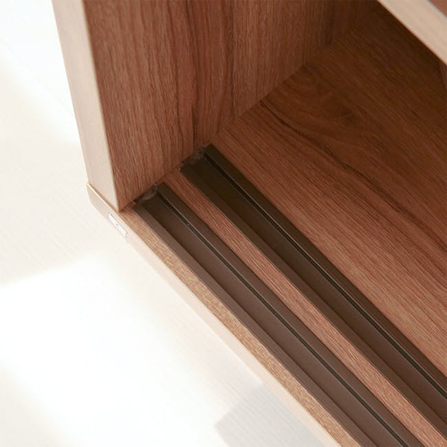 Salleys 2 Door Cabinet 0.8m - Oak - 4 - Wooden cabinet drawer, wooden texture, natural wood color, wood grain pattern, side