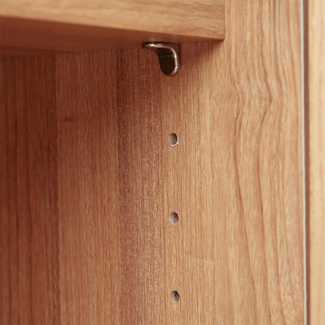 Salleys 2 Door Cabinet 0.8m - Oak - 5 - Wooden cabinet drawer pull, metal handle, vertical slot, wooden texture, natural