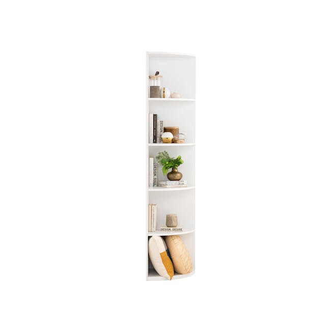 Miah 2 Door Wardrobe with Open Shelves - White - 7