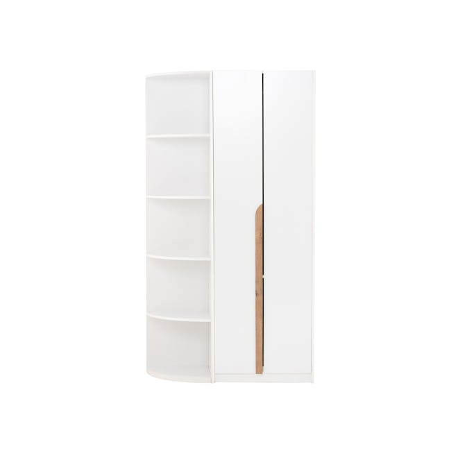 Miah 2 Door Wardrobe with Open Shelves - White - 1