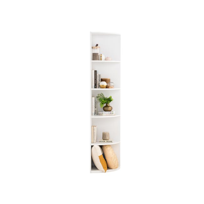 Miah 3 Door Wardrobe with Open Shelves - White - 6 - White shelving unit, minimalist design, vertical structure, modern