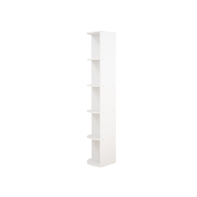 Miah 3 Door Wardrobe with Open Shelves - White - 16 - White minimalist shelving unit, modern design, empty shelves, simple