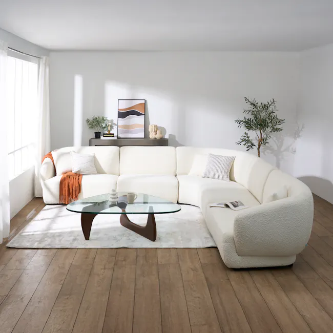 Nomi 3 Seater Lounge Sofa - White Boucle (Eco Clean Fabric) - 4