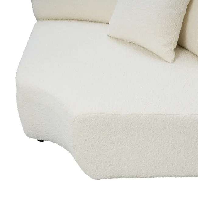 Nomi 3 Seater Lounge Sofa - White Boucle (Eco Clean Fabric) - 10