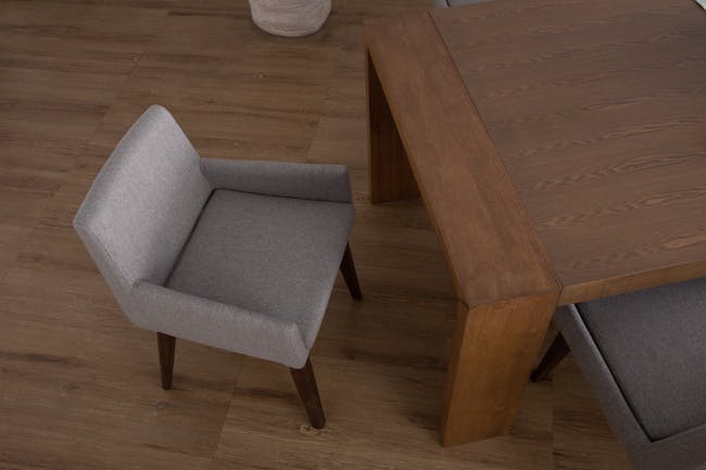 Clarkson Dining Table 2.2m in Cocoa with 4 Fabian Armchairs in Dolphin Grey - 10