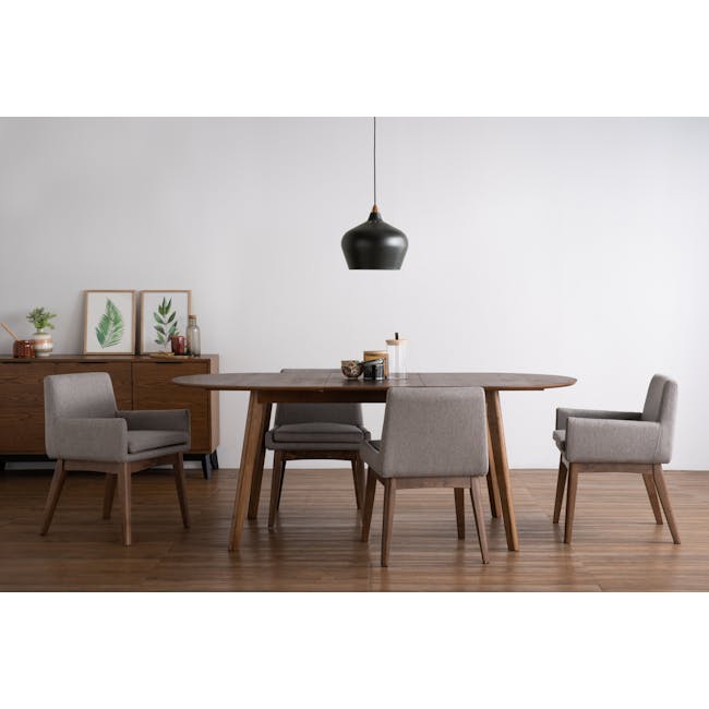 Clarkson Dining Table 2.2m in Cocoa with 4 Fabian Armchairs in Dolphin Grey - 13