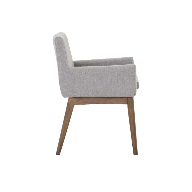 Fabian Dining Armchair - Cocoa, Light Grey (Fabric) - 10 - Grey upholstered chair, modern design, wooden legs, soft fabric