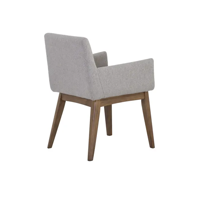 Fabian Dining Armchair - Cocoa, Light Grey (Fabric) - 11 - Grey upholstered chair, wooden legs, modern design, comfortable