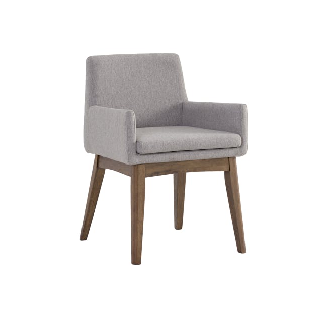 Fabian Dining Armchair - Cocoa, Light Grey (Fabric) - 1 - Grey upholstered armchair, modern design, wooden legs, minimalist