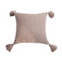Elly Knitted Cushion Cover with Tassels - Taupe - 0