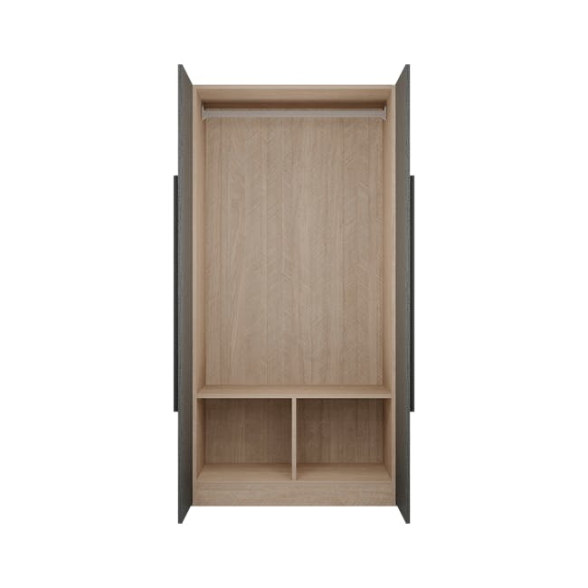 Lucca 2 Door Wardrobe 2 - Graphite Linen, Herringbone Oak - 0
