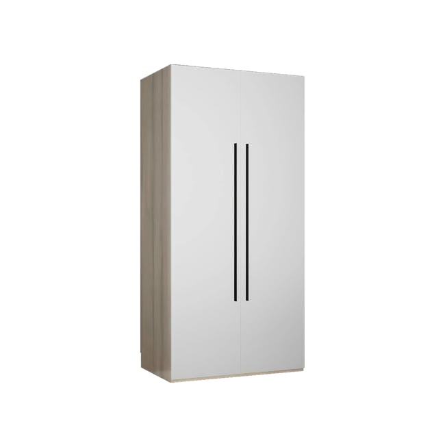 Lucca 2 Door Wardrobe 2 - Matte White, White Oak - 3