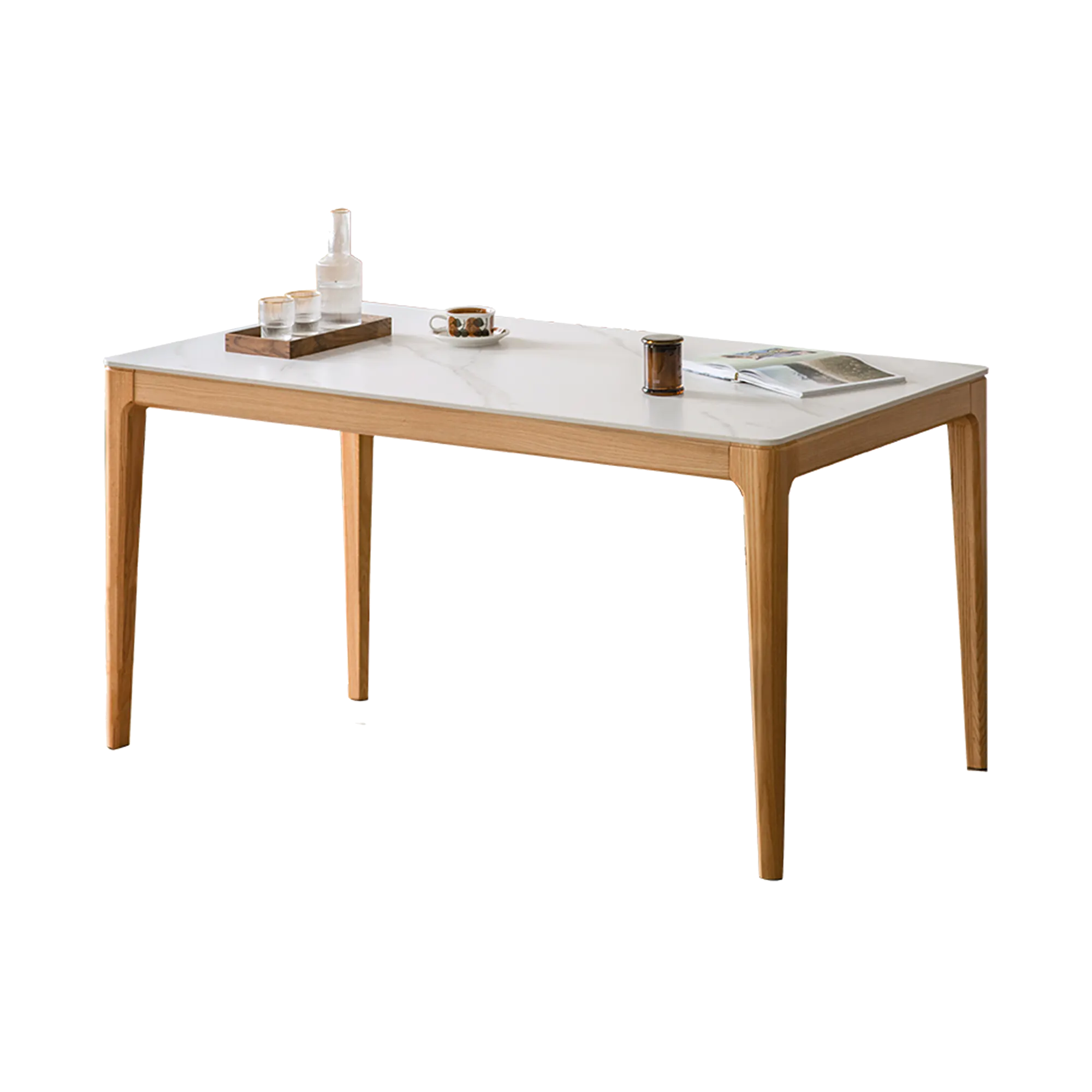 Adelyn Dining Table 1.2m (Sintered Stone) with 2 Niel Chairs and Niel Bench 1.05m in Oak - 48
