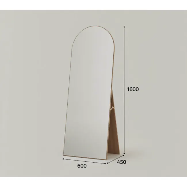 Chris Standing Mirror - Oak (2 Sizes) - 12 - Elegant rectangular mirror with curved frame, Minimalist wall-mounted mirror