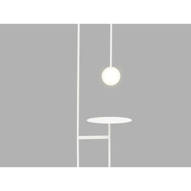 Cilja Floor Lamp with Side Table - White - 6 - Modern minimalist table, sleek white design, contemporary decor, stylish