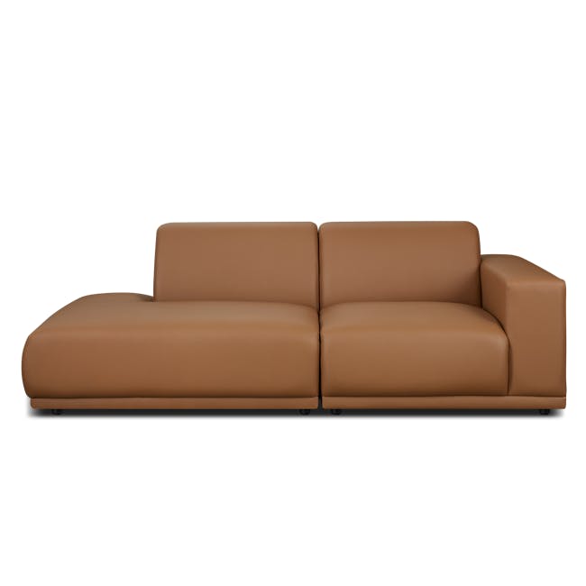 Milan 3 Seater Extended Sofa - Caramel Tan (Faux Leather) - 5 - Brown leather sofa, modern design, comfortable seating