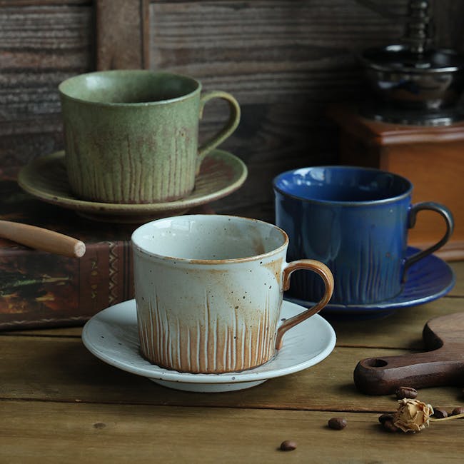 Koa Ceramic Coffee Cup & Saucer - Olive Green - 3