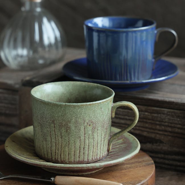 Koa Ceramic Coffee Cup & Saucer - Olive Green - 2