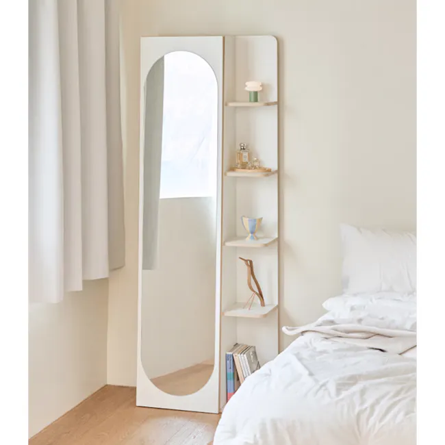 Kira Standing Floor Mirror with Storage (2 Sizes) - White - 5