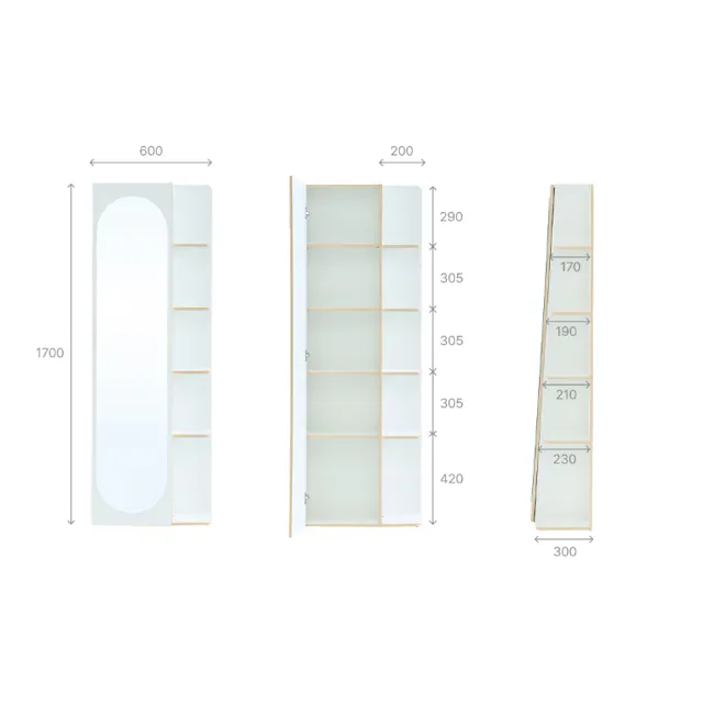 Kira Standing Floor Mirror with Storage (2 Sizes) - White - 15