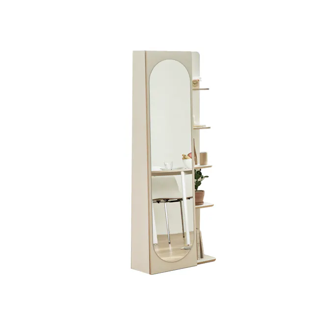 Kira Standing Floor Mirror with Storage (2 Sizes) - White - 1