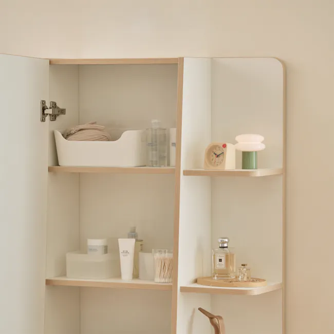 Kira Standing Floor Mirror with Storage (2 Sizes) - White - 7