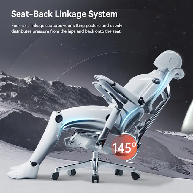 Sihoo Doro S300 Ergonomic Chair With Leg Rest - White/Grey - 6