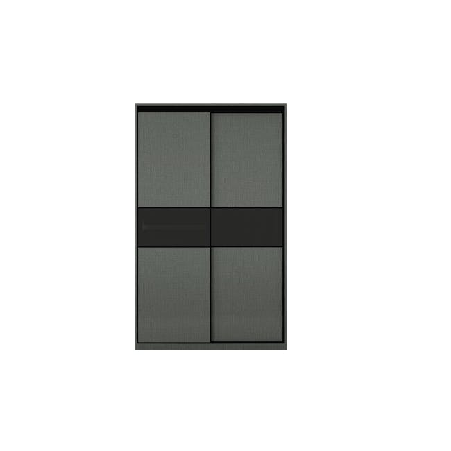 Lorren Sliding Door Wardrobe 2 with Glass Panel - Graphite Linen - 7